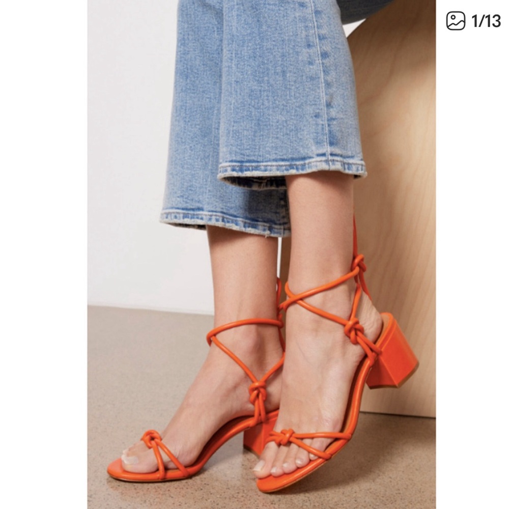 Schultz mid naps leather sandal orange like new